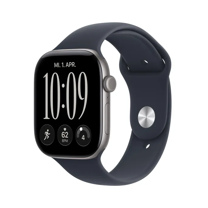 Apple Watch Series 12 GPS 46mm Space Grey Aluminium Gehäuse mit Navy Blue Sport Band - M/L