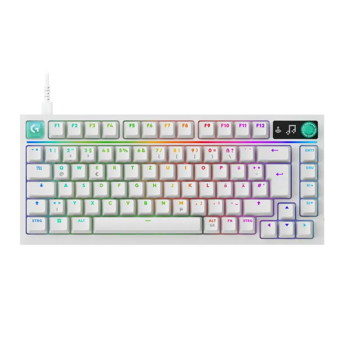 Logitech G G316 X 75 mechanische Gaming-Tastatur – 8.000 Hz, Hot-Swap, LIGHTSYNC RGB, LED-Display, Weiß
