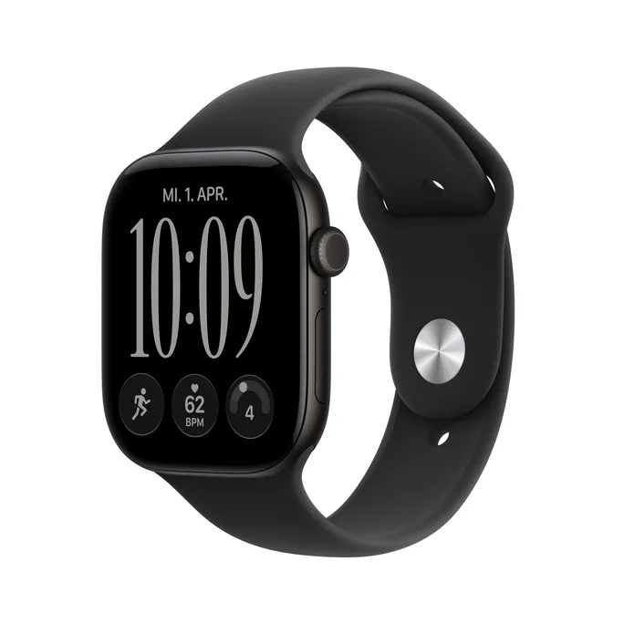 Apple Watch Series 12 GPS + Cellular 46mm Black Aluminium Case with Black Sport Band - M/L