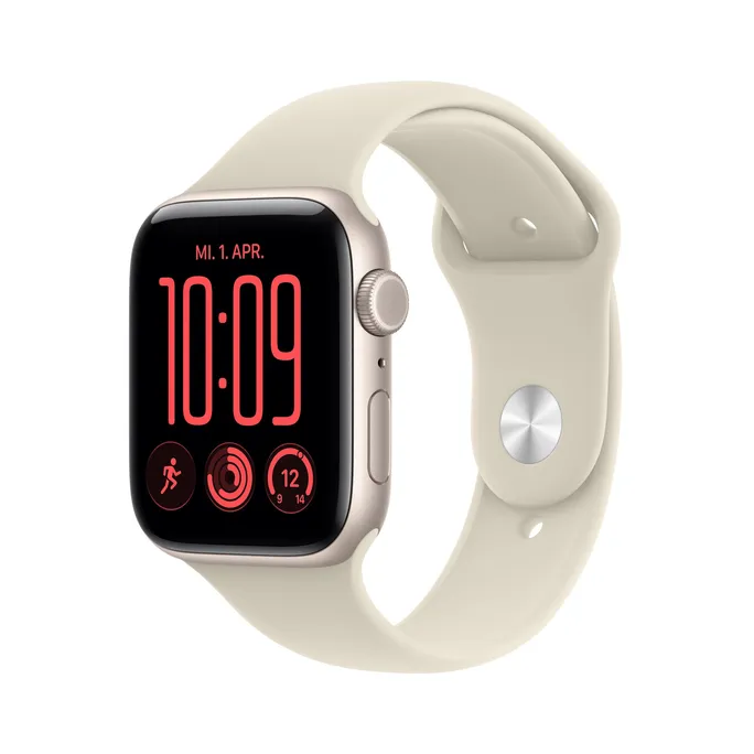 Apple Watch SE 3 GPS + Cellular 44mm Starlight Aluminium Case with Sand Sport Band - M/L