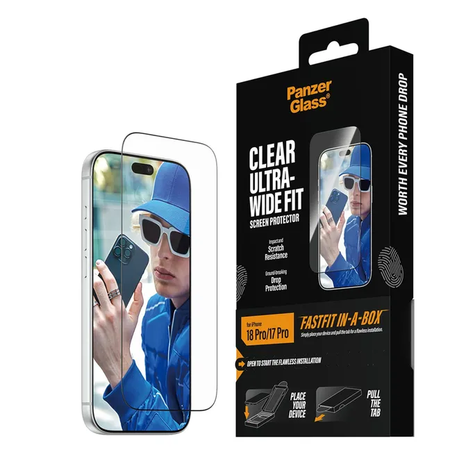 PanzerGlass Displayschutzglas Ultra-Wide Fit FastFit IN-A-BOX Apple iPhone 18/17 Pro