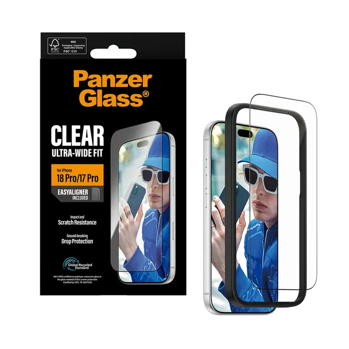 PanzerGlass Displayschutzglas Ultra-Wide Fit m. EasyAligner Apple iPhone 18/17 Pro