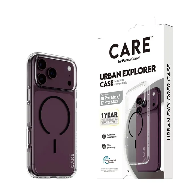 CARE by PanzerGlass Urban Explorer Case Transparent m. Schwarz MagSafe iPhone 17/18 Pro Max