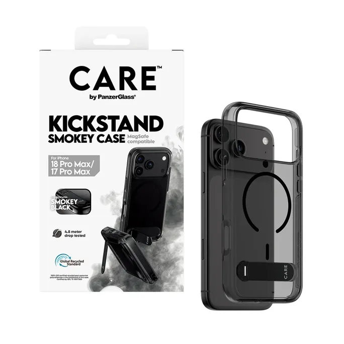 CARE by PanzerGlass Kickstand Case Smokey m. Schwarz MagSafe iPhone 17/18 Pro Max