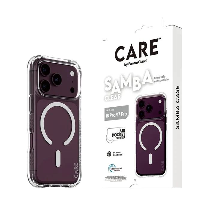 CARE by PanzerGlass Samba Case Transparemt m. Weiß MagSafe iPhone 17/18 Pro