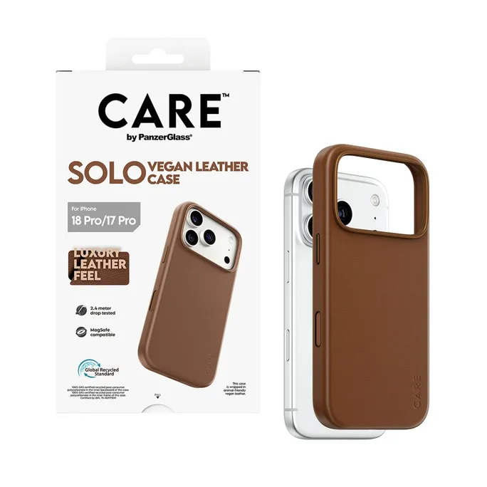 CARE by PanzerGlass Solo Vegan Leather Case Braun m. MagSafe iPhone 18/17 Pro