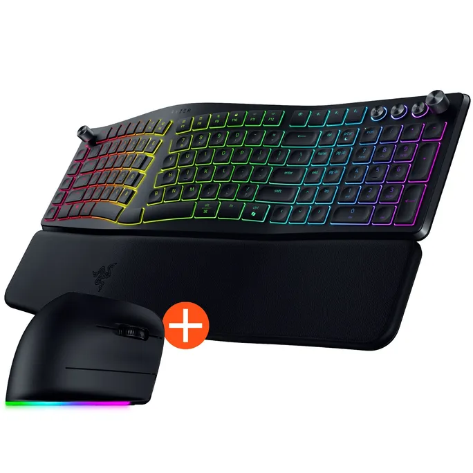 Razer Pro Type Ergo + Pro Click V2 Vertical Edition – Premium Ergonomie Set mit Bluetooth, HyperSpeed Wireless und RGB