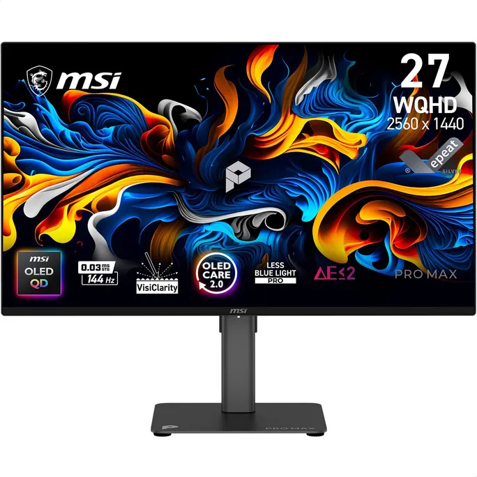 MSI PRO MAX 271QPX14G 2K 26.5 Zoll WQHD QD-OLED Panel 16:9 144 Hz Monitor