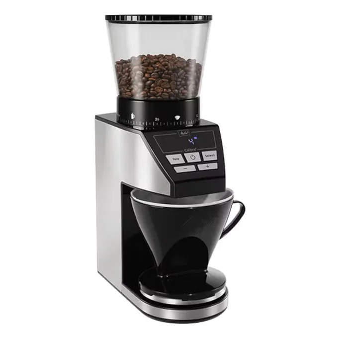Melitta Calibra 1027-01 Elektrische Kaffeemühle mit integrierter Waage Schwarz/ Edelstahl