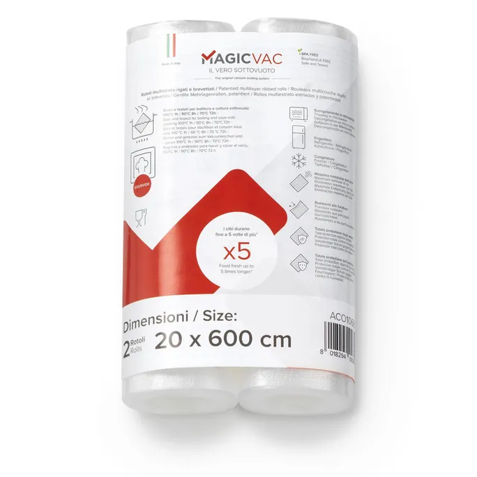 MagicVac 2 Vakuumierfolienrollen 20 cm x 6 m