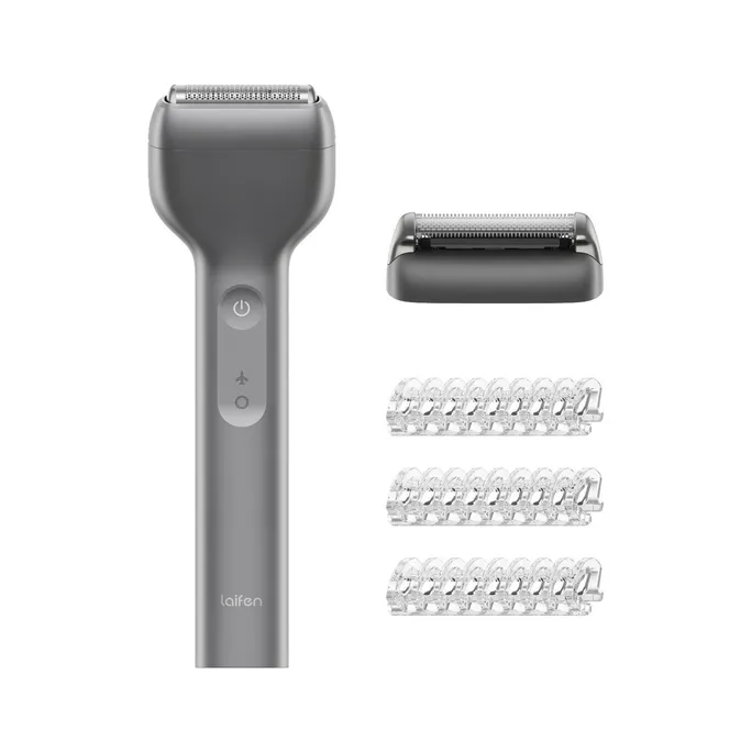 Laifen T1 Pro Elektrorasierer mit Linearmotor aus Aluminium – USB-C Rasierer & Barttrimmer Set, IPX7, 12.000 CPM; Alu grau