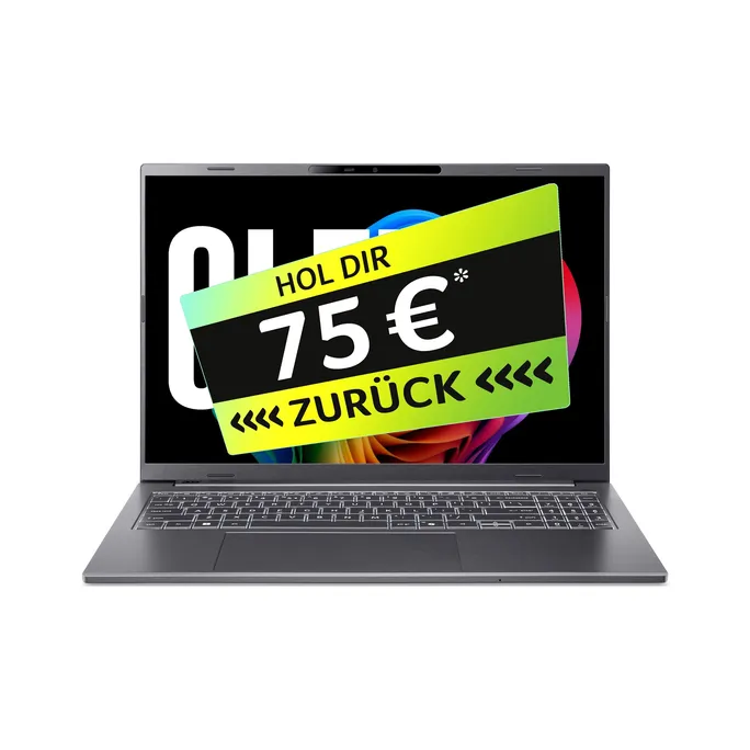 Acer Aspire 16 AI OLED A16-52M-55DS 16 Zoll Laptop Intel Core Ultra 5 226V 16 GB RAM 512 GB SSD Windows 11 Home Grau