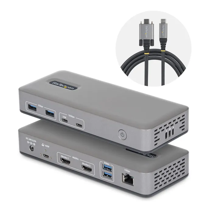 StarTech.com USB-C Dockingstation – Dual 4K 60Hz HDMI, 100W PD, USB-C/A, 1GbE