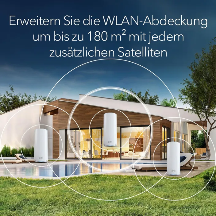 NETGEAR Orbi RBK752 Mesh WiFi 6 System – Tri-Band, Bis 5000 Qft, Für 40+ Geräte