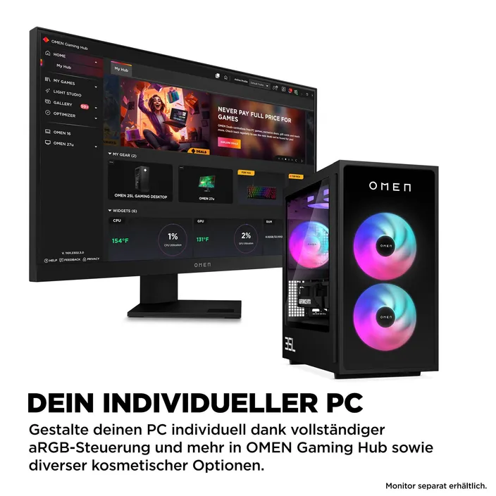 HP OMEN 35L GT16-0479ng Gaming PC Core Ultra 7 265F 32GB/1TB SSD RTX ...