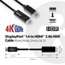 Club 3D DisplayPort 1.4 Adapterkabel 2m DP zu HDMI 2.0b HDR UHD St./St. schwarz