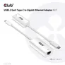 Club 3D USB 3.2 Gen2 Typ-C auf Gigabit Ethernet LAN Adapter 0,2m schwarz