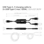 Club 3D USB-Typ-C Y-Ladekabel auf 2x USB-Typ-C max. 100W 1,8m St./St.
