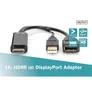 DIGITUS HDMI Adapter auf DisplayPort mit externer Stromversorgung 4K@30Hz. 0,2 m