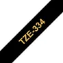 Brother TZe-334 Schriftband gold auf schwarz, 12mm x 8 m, selbstklebend