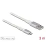 Delock USB Daten- und Ladekabel für iPhone™, iPad™, iPod™ DuPont Kevlar® weiß 3m