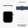 Apple Watch Series 9 LTE 41mm Edelstahl Silber Sportarmband Sturmblau M/L