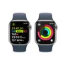 Apple Watch Series 9 LTE 41mm Edelstahl Silber Sportarmband Sturmblau M/L