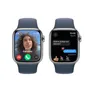 Apple Watch Series 9 LTE 41mm Edelstahl Silber Sportarmband Sturmblau M/L