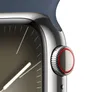 Apple Watch Series 9 LTE 41mm Edelstahl Silber Sportarmband Sturmblau M/L