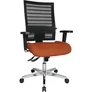 Topstar Operator-Drehstuhl mit Netz-Rückenlehne schwarz, Bezug orange