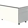 Schubladencontainer m. Rollen, 529x800, 1 Materialschub, 1 Hängereg, weiß/alu