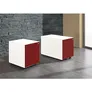 Schubladencontainer mit Rollen, 570x600mm, Stahlplatte, 3 Schubladen, weiß/rot
