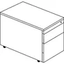 Schubladencontainer mit Rollen, 570x600, 1 Materials., 1 Hängereg, alu/gelbgrün