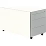 Schubladencontainer m. Rollen, 520x800, Stahlpl., 3 Schübe, weiß/alu