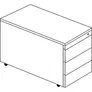 Schubladencontainer m. Rollen, 520x800, Stahlpl., 3 Schübe, alu/gelbgrün