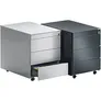 Schubladencontainer mit Rollen, 570x800, Stahlpl., 3 Schubl. alu/gelbgrün