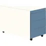 Schubladencontainer mit Rollen, 570x800mm, Stahlplatte, 3xSchublade, weiß/blau