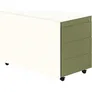 Schubladencontainer mit Rollen, 570x800mm, Stahlplatte, 3xSchublade, weiß/grün
