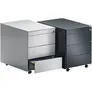 Schubladencontainer mit Rollen, 570x800mm, Stahlplatte, 3xSchublade, weiß/grün