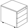 Schubladencontainer m.Rollen, 573x600, HPL-Vollkernpl., 3 Schubl., weiß/alu