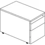 Schubladencontainer m.Rollen, 573x600, 1 Materialschub, 1 Hängereg, weiß/alu