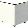 Schubladencontainer m.Rollen, 573x600, 1 Materialschub, 1 Hängereg, weiß/alu