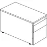 Schubladencontainer mit Rollen, 573x800, 1 Materialschub, 1 Hängereg, weiß/alu