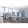 Hochauszugschrank, Thekenelement links stehend, H 1025 mm, reinweiß / taubenblau