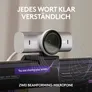 Logitech MX Brio Ultra Hellgrau/Silber, 4K/UHD (3840 x 2160) Webcam, Streaming, Office, KI-Optimierung, unterstützt Logi Options+