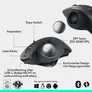 Logitech MX Ergo S Grafit - Kabellose Komfort-Trackball-Maus mit Silent-Klick + Logi Bolt Adapter