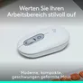 Logitech POP Icon Mouse mit personalisierbarem Emoji, Weiß, SilentTouch-Technologie, Easy-Switch-Taste (Bis zu 3 Geräte)