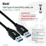 Club 3D USB Typ-A Gen2 (10G) Kabel 3A St/St 0.5m schwarz