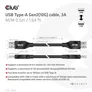 Club 3D USB Typ-A Gen2 (10G) Kabel 3A St/St 0.5m schwarz