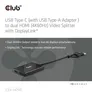 Club 3D USB Typ-C (mit USB Typ-A Adapter) auf dualen HDMI (4K60Hz) Video Splitter mit DisplayLink